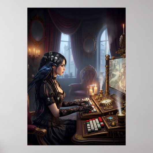 Gothic viktorianische Gamerin-Kunst Poster (Vorne)