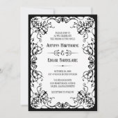 Gothic Viktorianische Schwarz-weiße Hochzeitseinla Einladung (Vorderseite)