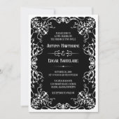 Gothic Viktorianische Schwarz-weiße Hochzeitseinla Einladung (Vorderseite)