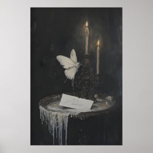 Gothic Viktorianischer Brief Weißer Nachtfalter In Poster