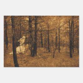 Gothic Vintag Angel Brown Forest Trees Geschenkpapier Set