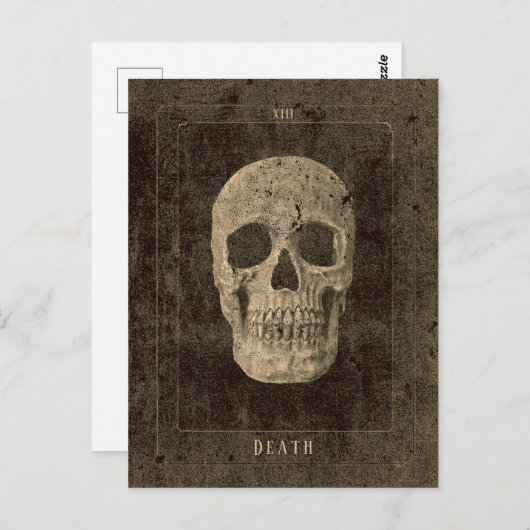 Gothic Vintag Antique Sepia Texture Skull Tarot Postkarte (Vorne/Hinten)