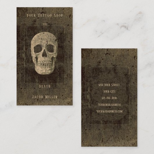 Gothic Vintag Antique Sepia Texture Skull Tarot Visitenkarte (Vorne/Hinten)