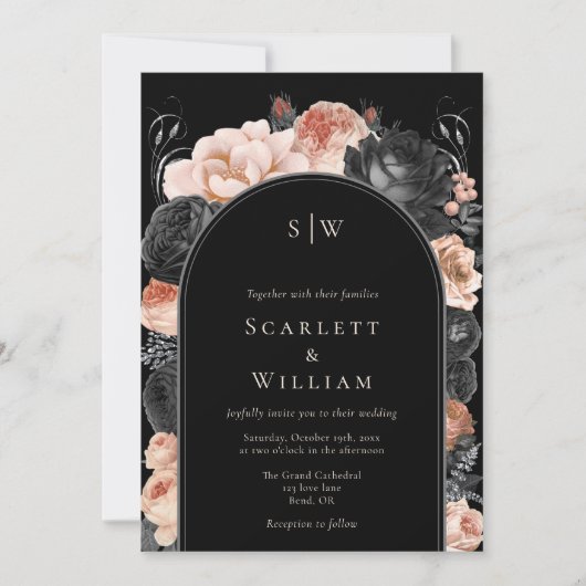 Gothic Vintag Arch Monogram Einladung (Vorderseite)