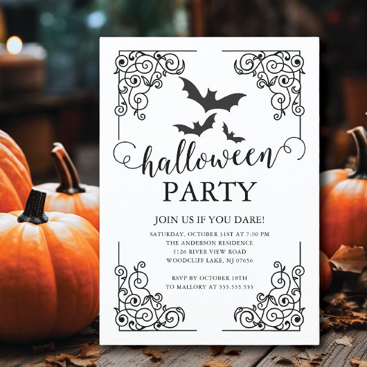 Gothic Vintag Bat Halloween Einladung