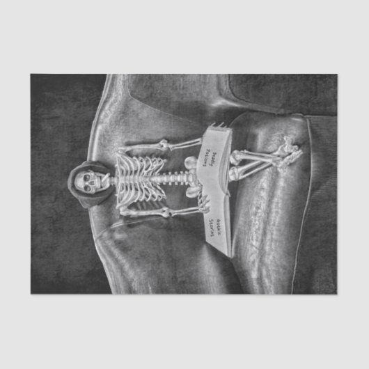 Gothic Vintag Black and White Skelett Seidenpapier (Vorderseite)