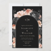 Gothic Vintag Black Arch Monogram Foto Wedding Einladung (Vorderseite)