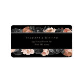 Gothic Vintag Black Blush Wedding Address Adressaufkleber (Vorne)