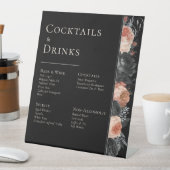 Gothic Vintag Black Blush Wedding Bar Drinks Sockelschild (In Situ)