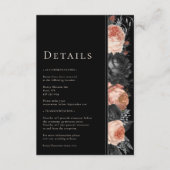 Gothic Vintag Black Blush Wedding Details Begleitkarte (Vorderseite)