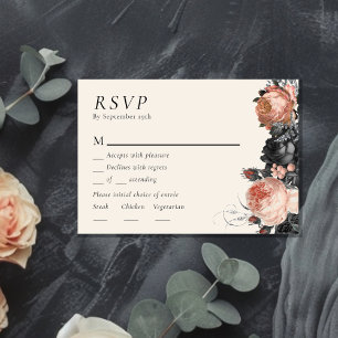 Gothic Vintag Black Blush Wedding Menu UAWG RSVP Karte