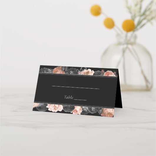 Gothic Vintag Black Blush Wedding Platzkarte (Vorderseite)