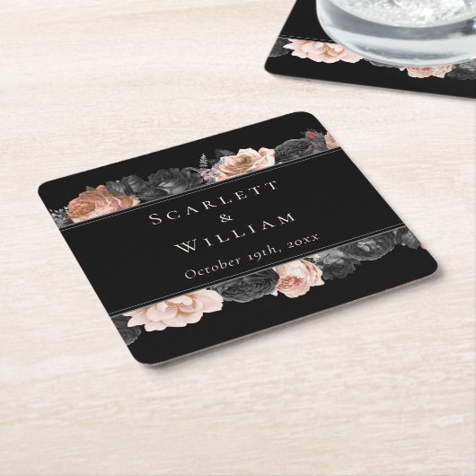 Gothic Vintag Black Blush Wedding Rechteckiger Pappuntersetzer (angewinkelt)