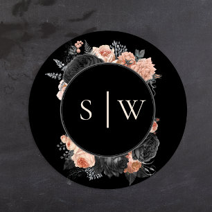 Gothic Vintag Black Blush Wedding Umschlag Aufkleb Runder Aufkleber