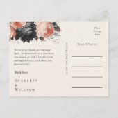 Gothic Vintag Black Blush Wedding Vielen Dank Postkarte (Rückseite)