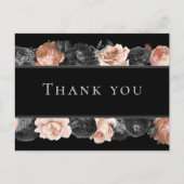 Gothic Vintag Black Blush Wedding Vielen Dank Postkarte (Vorderseite)