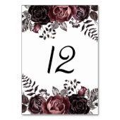 Gothic Vintag Black Dark Florals Wedding Tischnummer (Vorderseite)