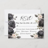 Gothic Vintag Black Dark Rose Hochzeit RSVP Karte (Vorderseite)