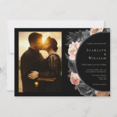 Gothic Vintag Black Horizontal Foto Wedding Einladung (Vorderseite)