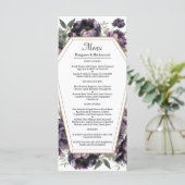 Gothic Vintag Black Peonies Wedding Menu Menükarte (Stehend Vorderseite)