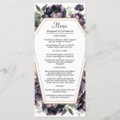 Gothic Vintag Black Peonies Wedding Menu Menükarte (Vorderseite)