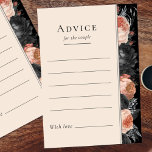 Gothic Vintag Black Wedding Advice Card Hinweiskarte<br><div class="desc">Diese gotische Vintage schwarze Hochzeitsratenkarte ist eine dunkle Leinwand von Romantik und zeitloser Eleganz. Dieses Design zeichnet sich durch traditionelle Motive aus, die mit einer launenhaften Ästhetik verbunden sind, die an den Herbst erinnert. Delikate Aquarellfarben, staubige Rose und dunkelblütige Blumenarrangements tanzen über die schwarze Leinwand und erinnern an die ätherische...</div>