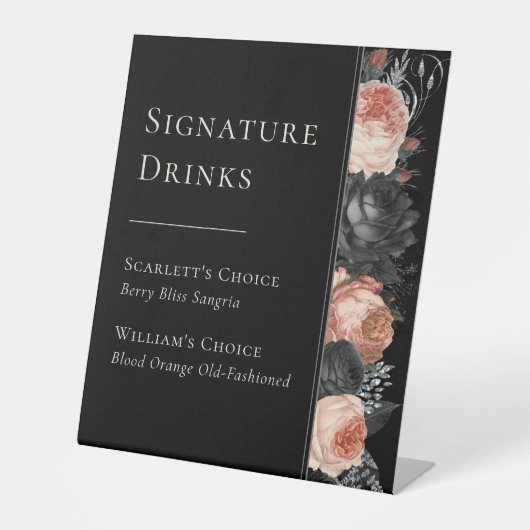 Gothic Vintag Black Wedding Signature Drinks Sockelschild (Vorderseite)