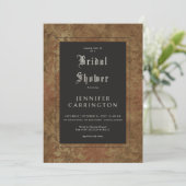 Gothic Vintag Brown Damask Silk Brautparty Einladung (Stehend Vorderseite)