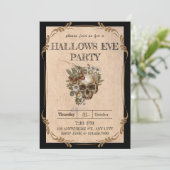 Gothic Vintag Floral Halloween-Party Einladung (Stehend Vorderseite)