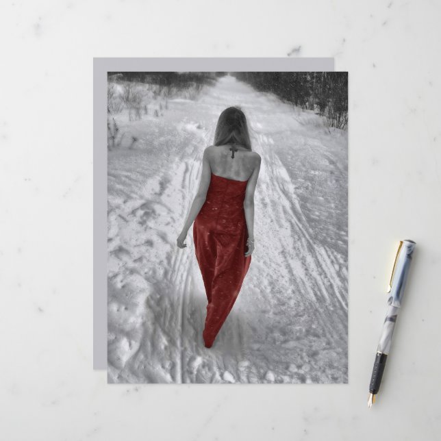 Gothic Vintag Girl Red Dress Decoupage (Vorderseite/Rückseite Beispiel)