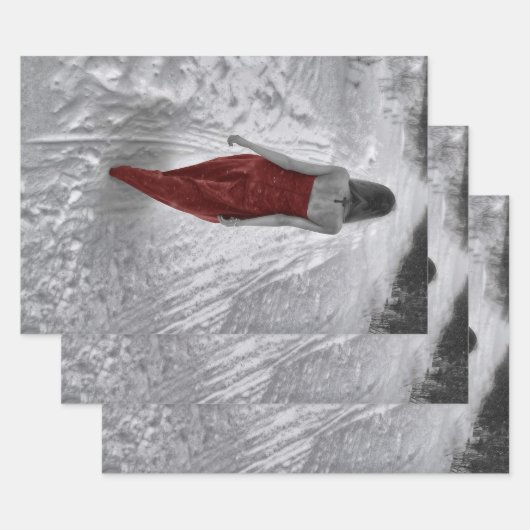 Gothic Vintag Girl Red Dress Decoupage Geschenkpapier Set (Set)