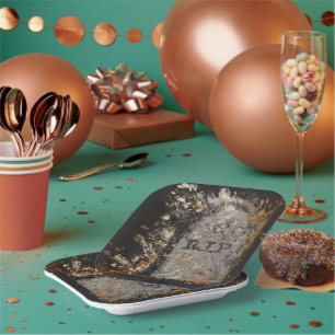 Gothic Vintag R.I.P. Kopfstein und Herbstlaub Pappteller