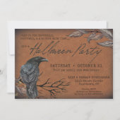 Gothic Vintag Raven Spooky Halloween Einladung (Vorderseite)