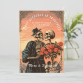 Gothic Vintag Skeleton Couple QRC Wedding (Stehend Vorderseite)