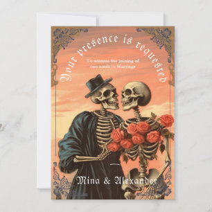 Gothic Vintag Skeleton Couple QRC Wedding