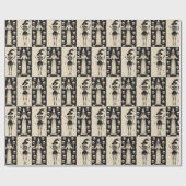 Gothic Vintag Skull and Hexe Checkerboard Geschenkpapier (Flach)