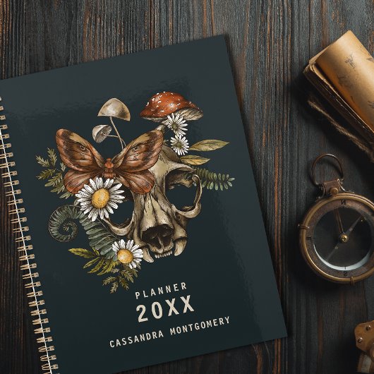 Gothic Vintag Skull Mushroom Moth Individuelle Nam Planer