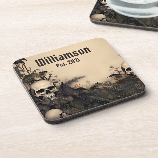 Gothic Vintag Skulls Getränkeuntersetzer (Linke Seite)