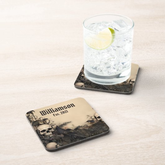 Gothic Vintag Skulls Getränkeuntersetzer (Rechte Seite)