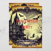 Gothic Vintag Spuk House Halloween-Party Einladung (Vorne/Hinten)