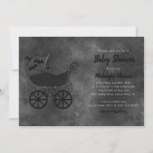 Gothic Vintag Stroller Bat Baby Shower Einladung (Vorderseite)