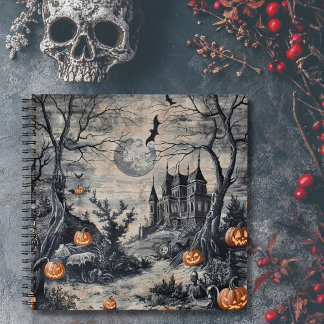 Gothic Vintag Toile Halloween Night Notebook Notizblock