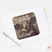 Gothic Vintag Viktorianisch Dracula Halloween Quadratischer Aufkleber (Umschlag)