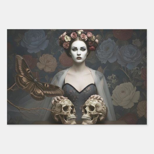 Gothic Vintage Art Design Geschenkpapier Set (Vorderseite)