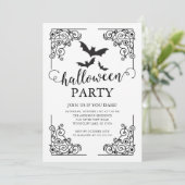 Gothic Vintage Bat Halloween  Einladung (Stehend Vorderseite)