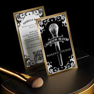 Gothic Vintage Beauty Make-up-Artist Schwarz Luxus Visitenkarte