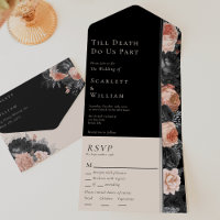 Gothic Vintage Bis-zu-Tod-Menü-Wahl-RSVP-Hochzeit