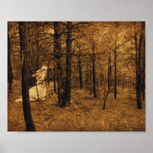Gothic Vintage Engel Braune Wald Bäume Poster