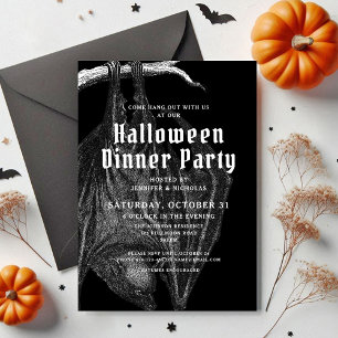 Gothic Vintage-Fledermäuse Halloween-Dinnerparty Einladung
