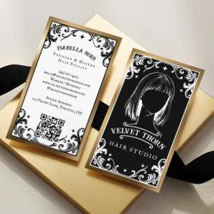 Gothic Vintage Haarstylist Schönheitssalon Schwarz Visitenkarte